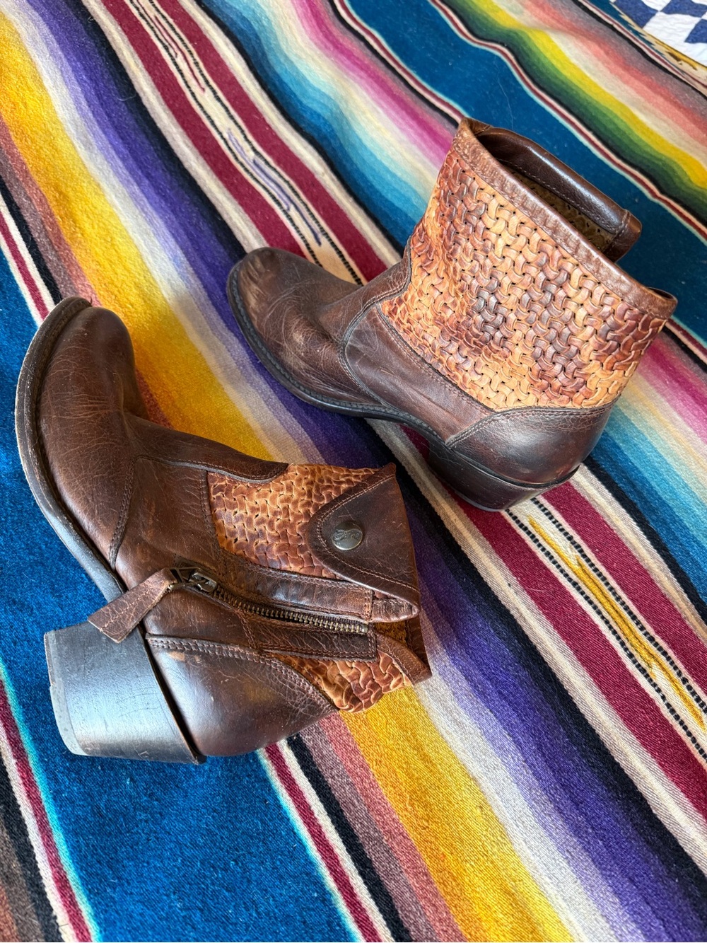 Sonora Leather Ankle Booties in Brown 8.5B